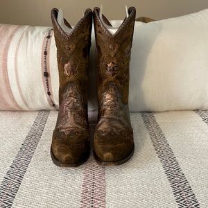 Dan Post women’s bronze floral cowboy boots